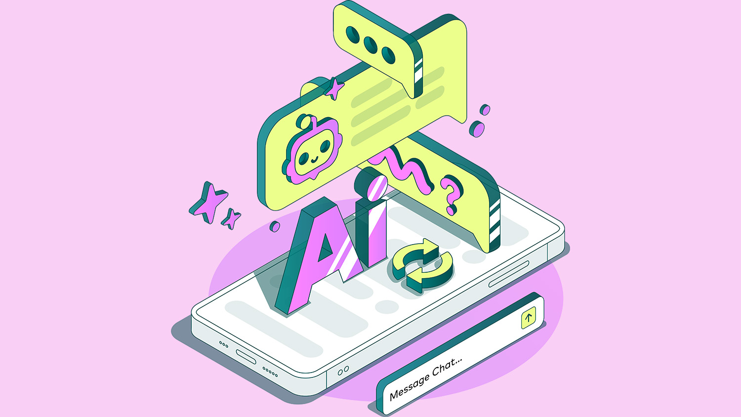 Un smartphone avec des icones de chat et de discussions